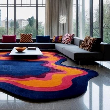 Handcrafted Vibrant Layered Abstract Living Room Rug